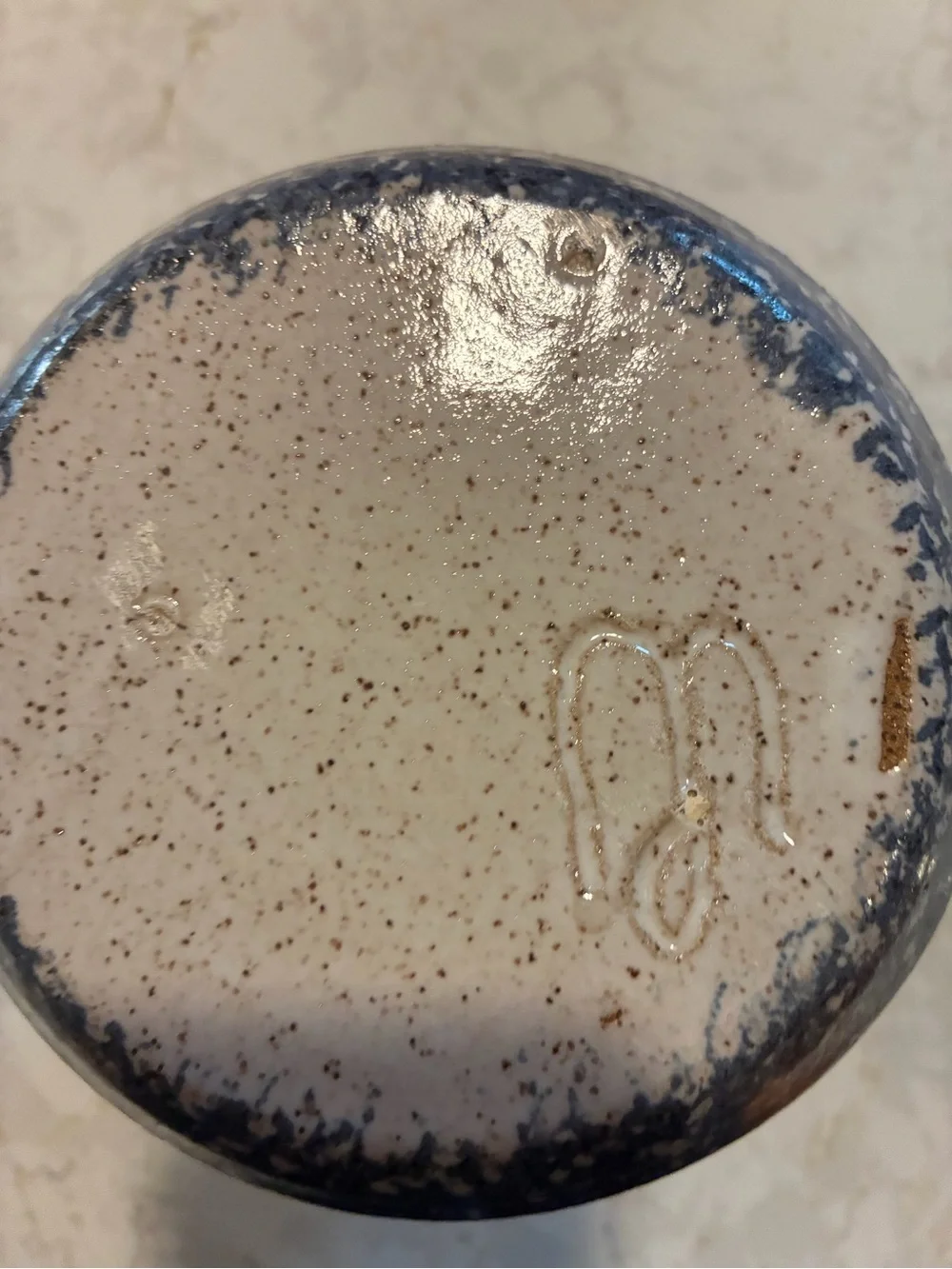 Blue Botanical Pottery Toothbrush Holder